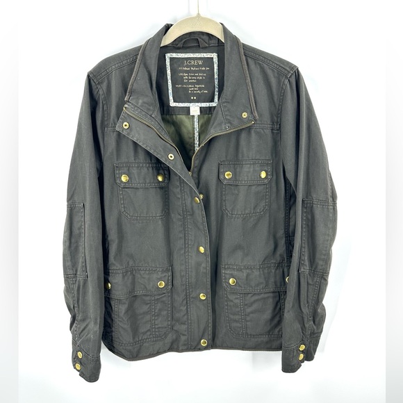 J Crew Relaxed Boyfriend Field Jacket Womens Large Utility Gorp Preppy Military - Picture 2 of 9